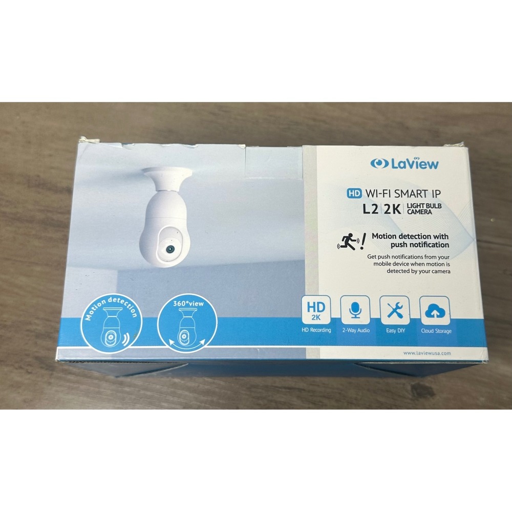 LaView L2 2K Light Bulb‎ Security Camera Wi-Fi Smart IP 360 Pan Tilt White NEW